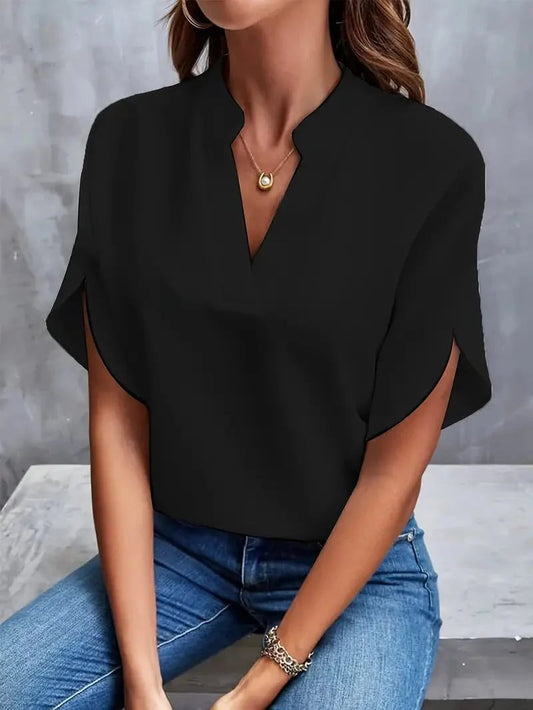 Summer Casual Versatile Wear Chiffon V-Neck Shirt