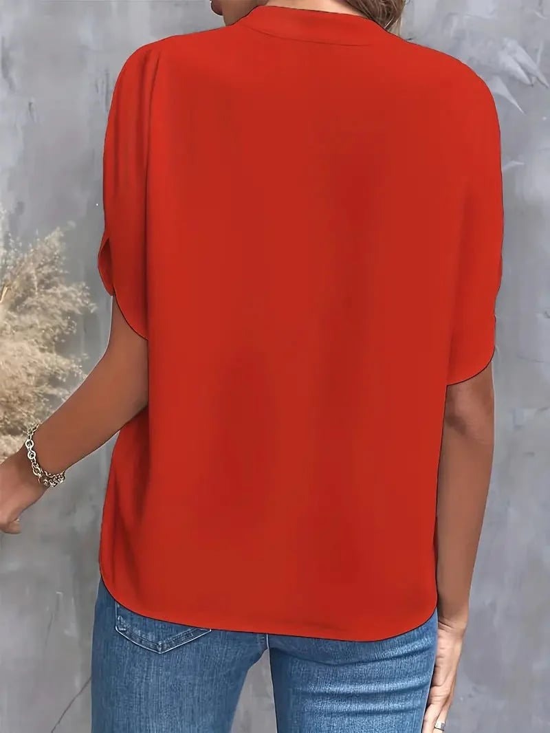 Summer Casual Versatile Wear Chiffon V-Neck Shirt